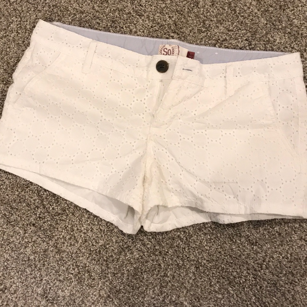 SO white lace shorts